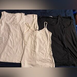 Zara Bundle of 5 Base Tank Tops Black and White Assorted Muscle and Thin Straps